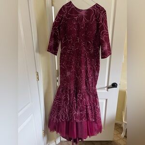 Modest Burgundy mermaid gown